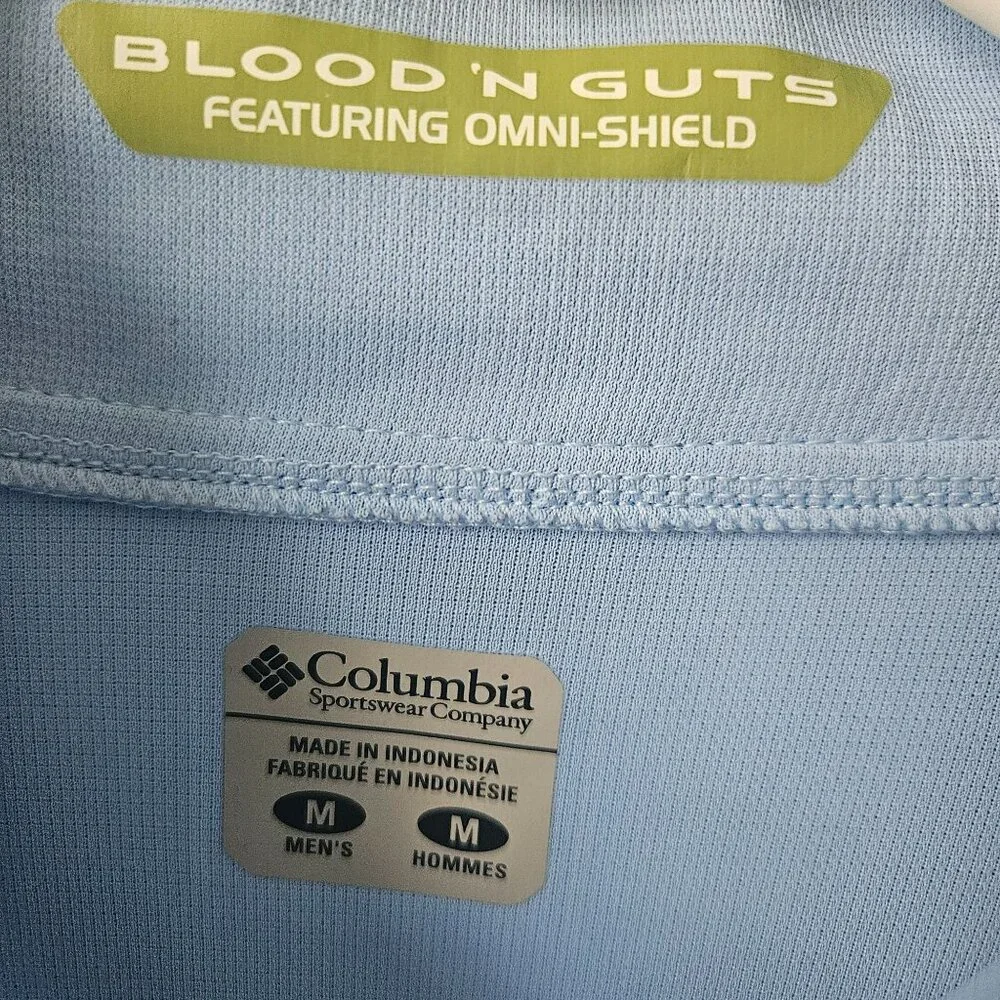 Columbia Mens Blood N Guts LS Tee Omni Shield Shade UPF 30 Light Blue Size M NEW - Picture 9 of 16